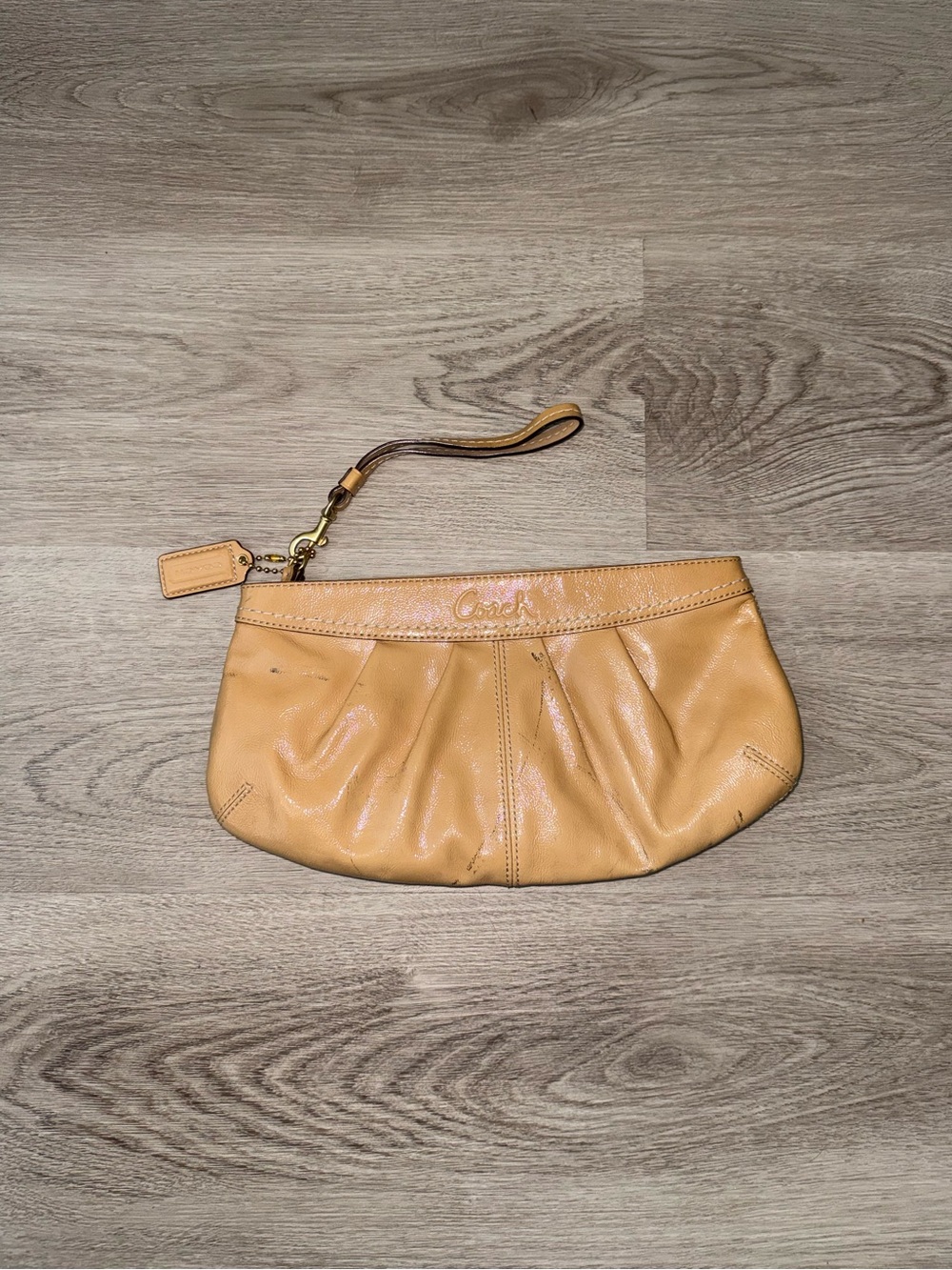 Coach Caramel Patent Leather Wristlet Clutch